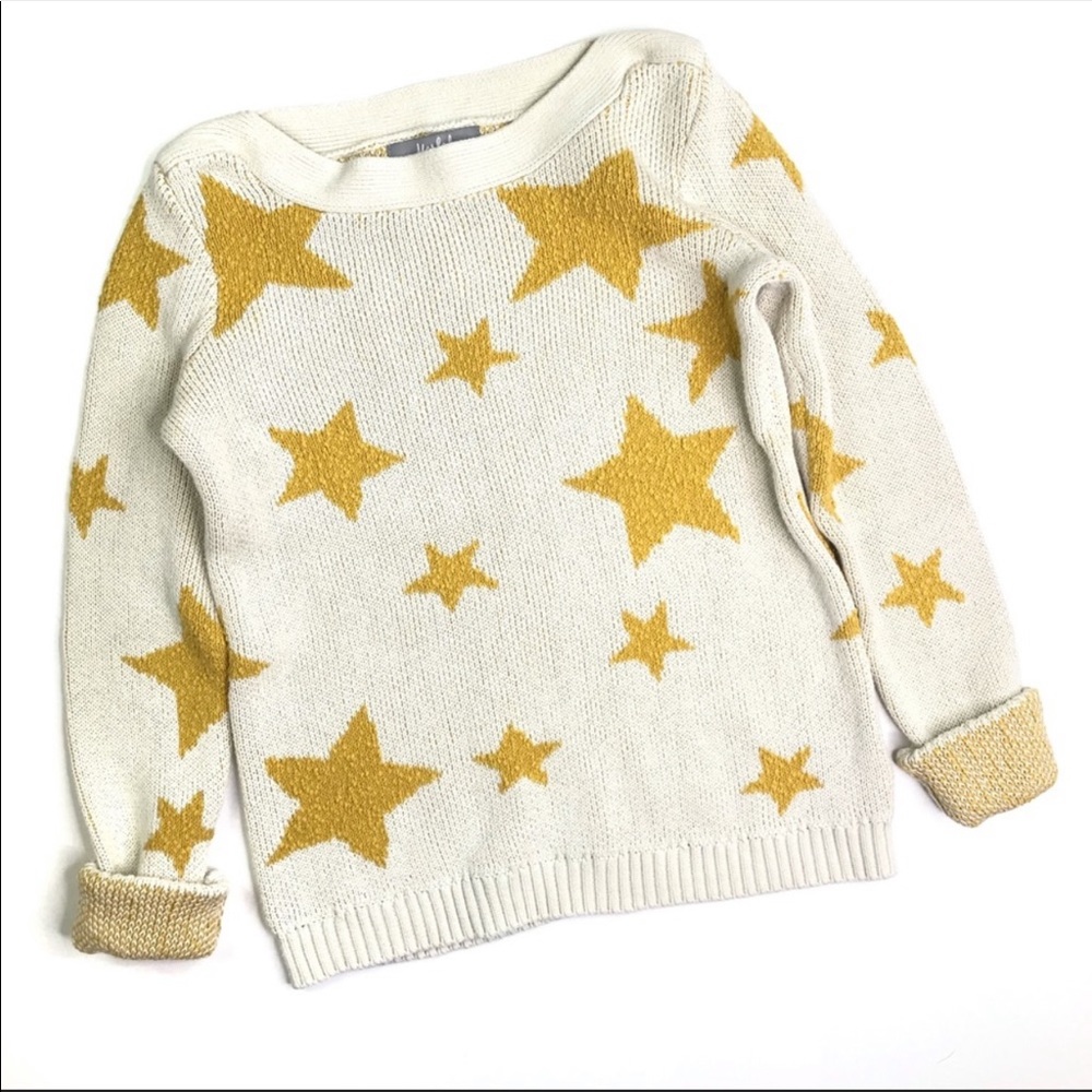 Marled Mustard Yellow Star Sweater Size S